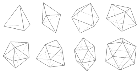 Les 8 deltaèdres convexes